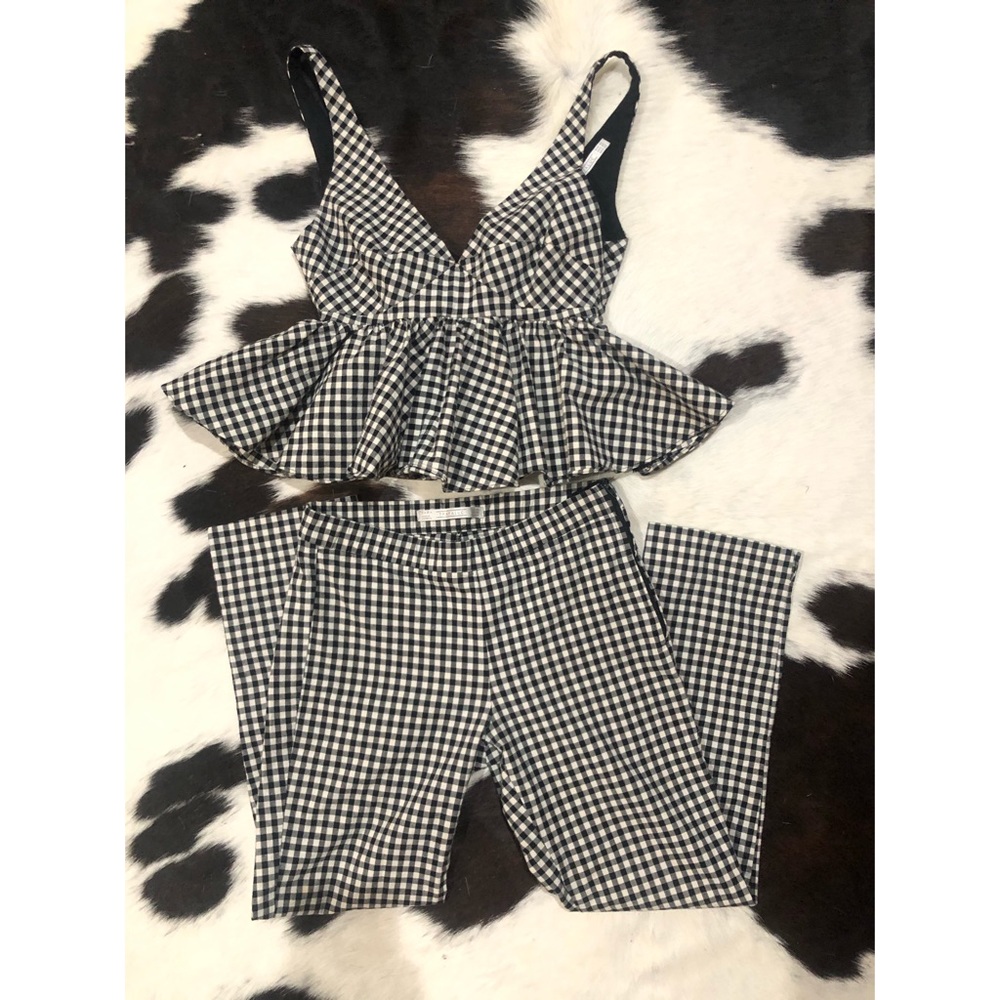 Zara Black & White Gingham/Plaid Two Piece Set